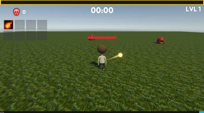 Four slimes closing in on the player across the arena